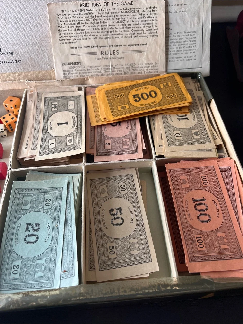 Vintage 1940s Monopoly White Box Game, Parker Trading Game, Grand Hotel Houses